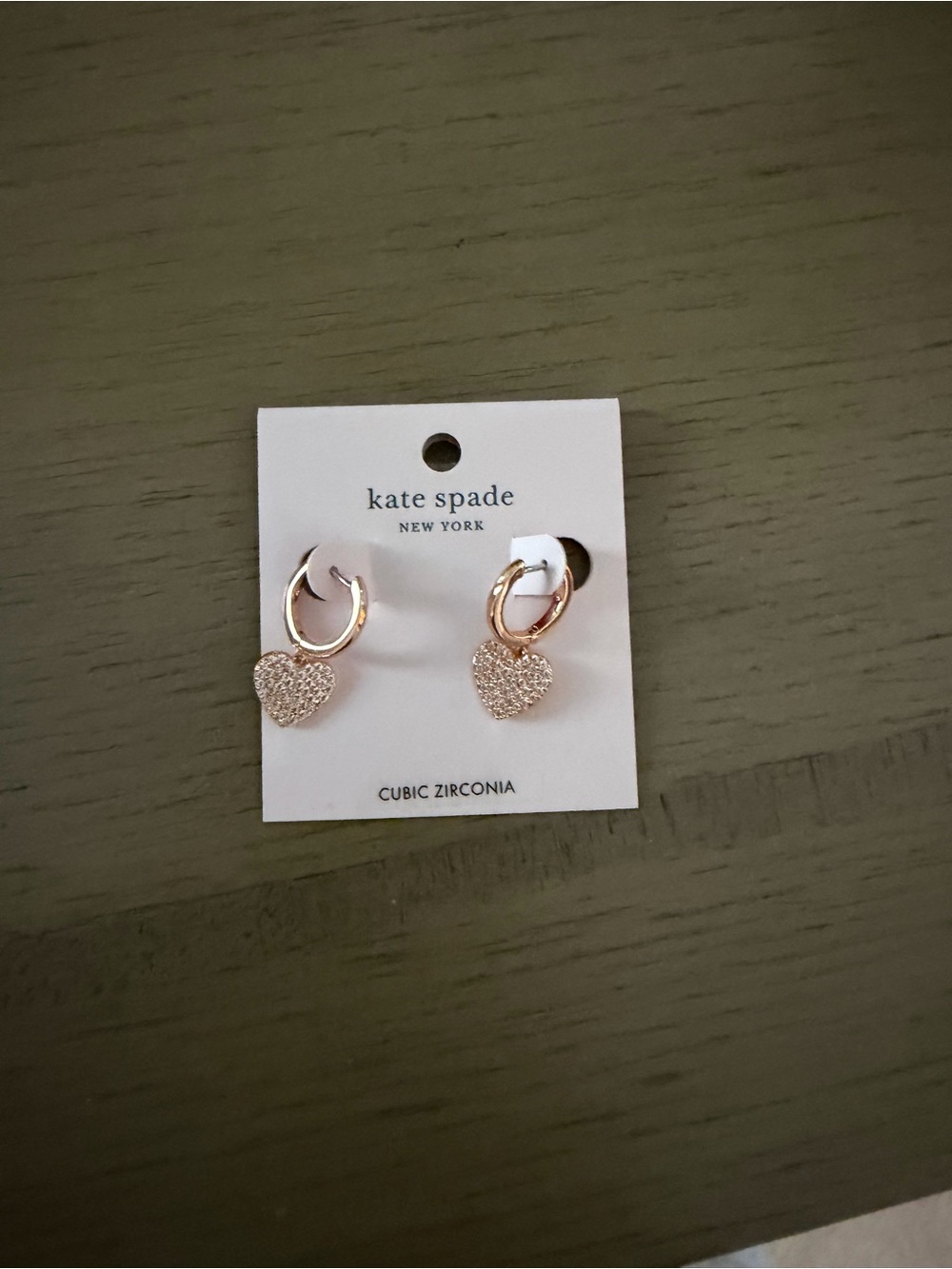 kate spade Rose Gold Heart Hoop Earrings with Cubic Zirconia Pavé